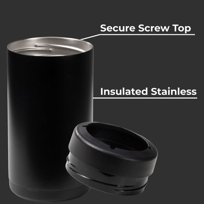 HYDROJUG HydroJug Can Cooler 16oz - 2-in-1 Insulated Tallboy Can Cooler, Screw-Top Lock – Black