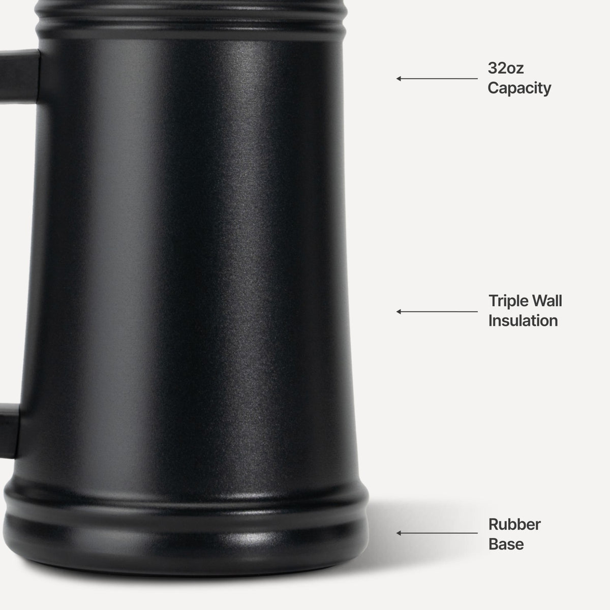 HYDROJUG HydroJug Stein 32oz - Ceramic-Lined Insulated Beer Stein – Black