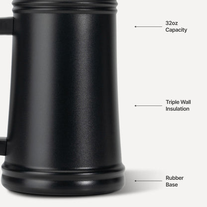 HYDROJUG HydroJug Stein 32oz - Ceramic-Lined Insulated Beer Stein – Black