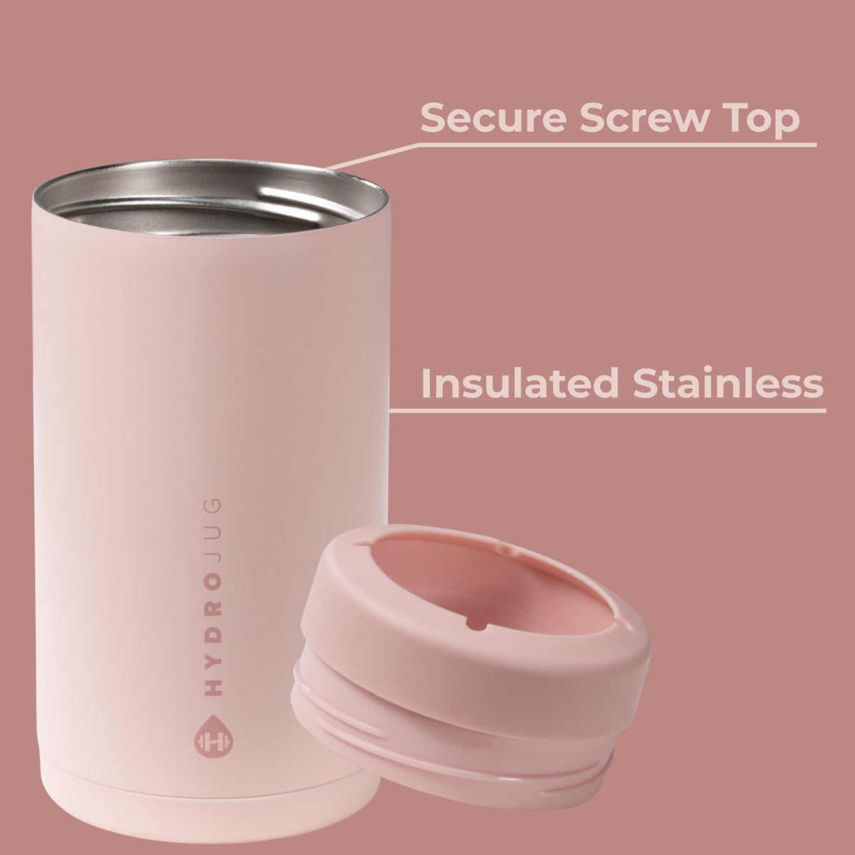 HYDROJUG HydroJug Can Cooler 16oz - 2-in-1 Insulated Tallboy Can Cooler, Screw-Top Lock – Dusty Rose