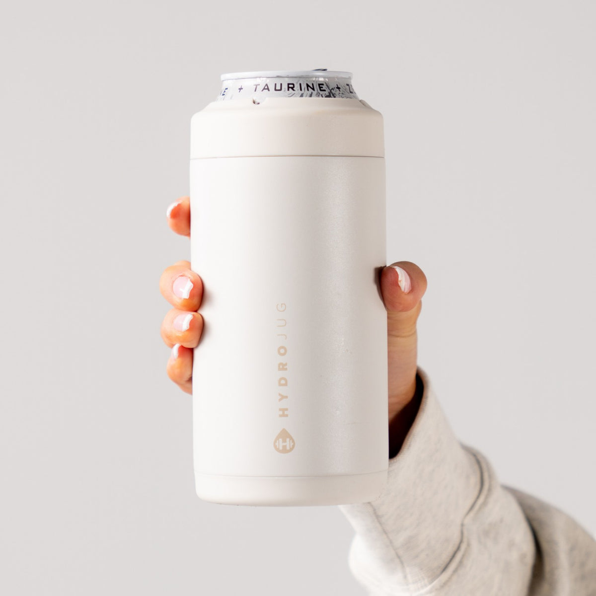 HYDROJUG HydroJug Can Cooler 16oz - 2-in-1 Insulated Tallboy Can Cooler, Screw-Top Lock – Linen